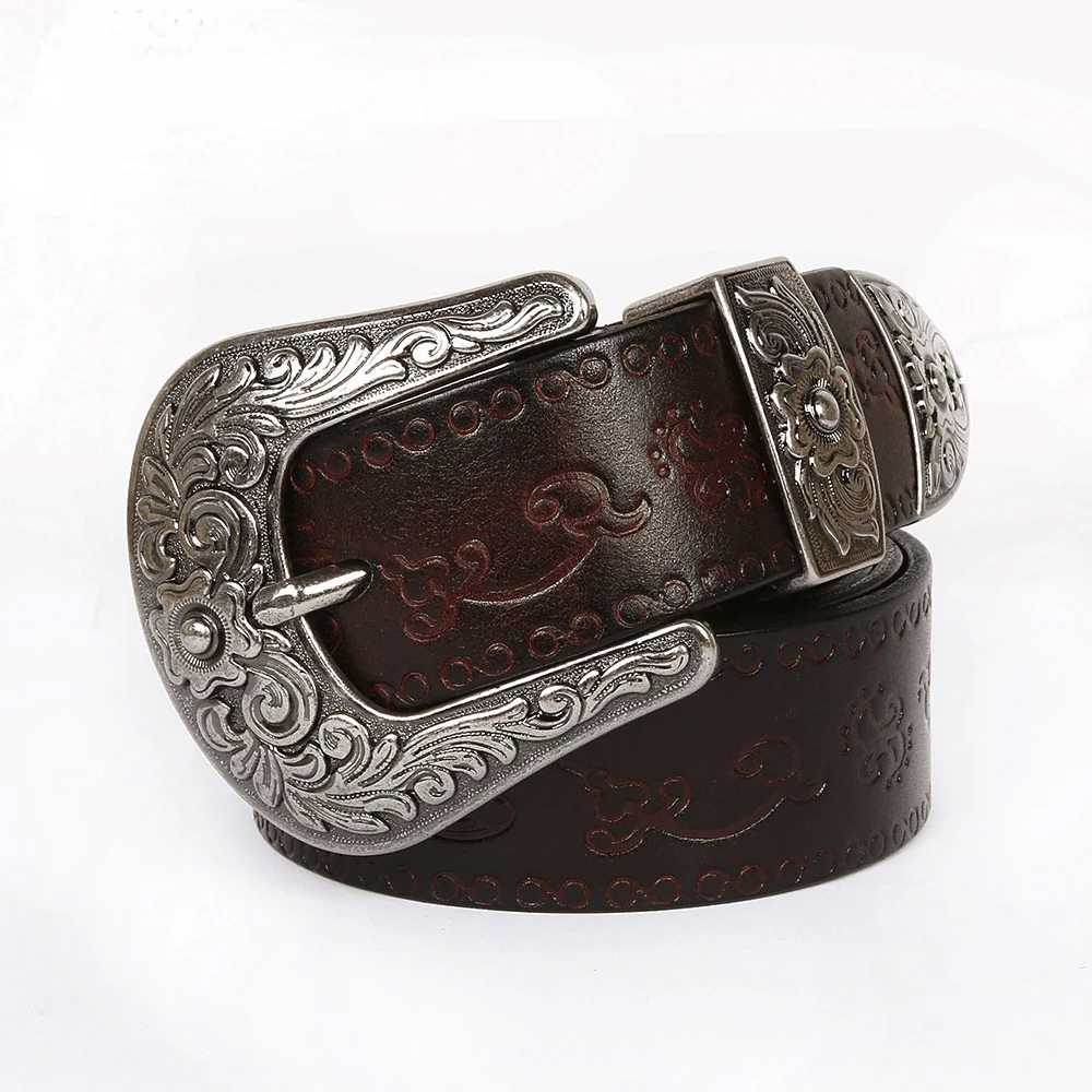 Men's Gothic Floral Carving Cowhide Belts - Image 4
