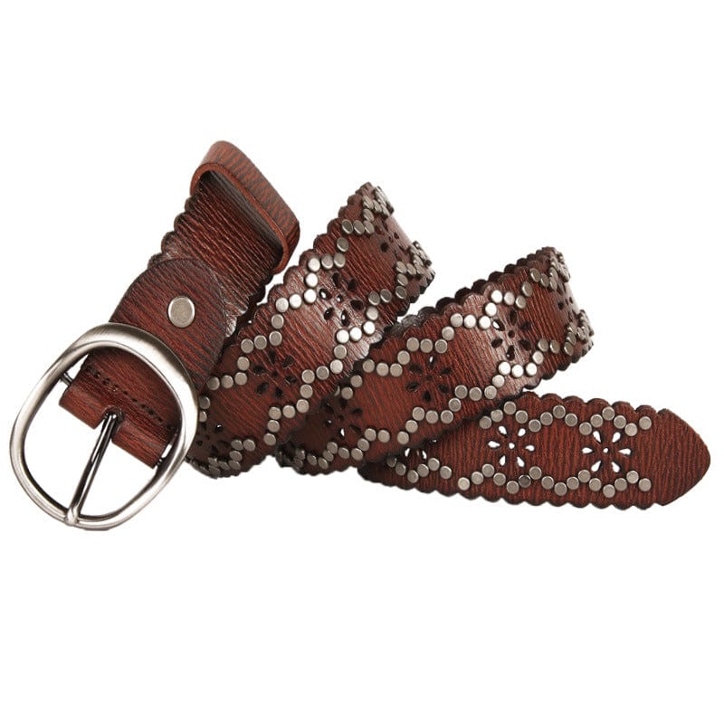 Men's Gothic Floral Cutout Studded Belt - Image 4