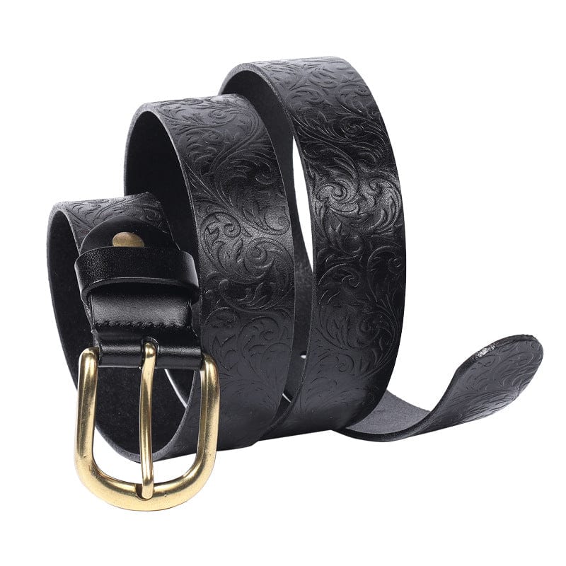 Men's Gothic Floral Embossed Belt - Image 2