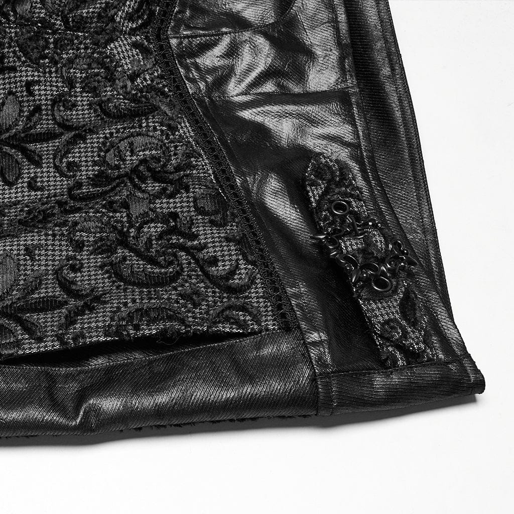 Men's Gothic Floral Embroidered Buckle Pants - Image 8