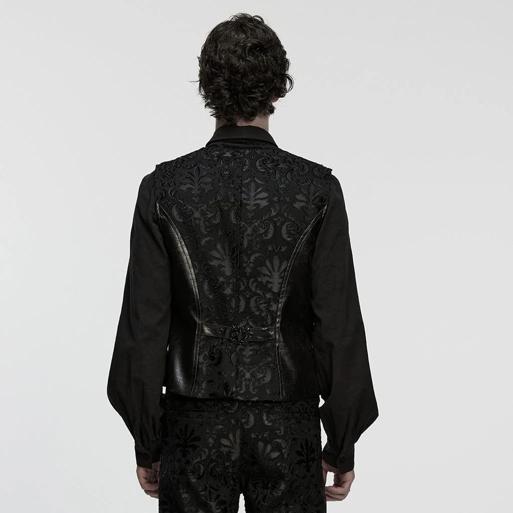 Men's Gothic Floral Embroidered Buckle-up Vest - Image 3