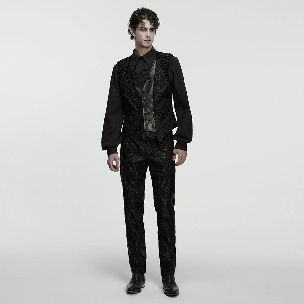 Men's Gothic Floral Embroidered Buckle-up Vest - Image 4