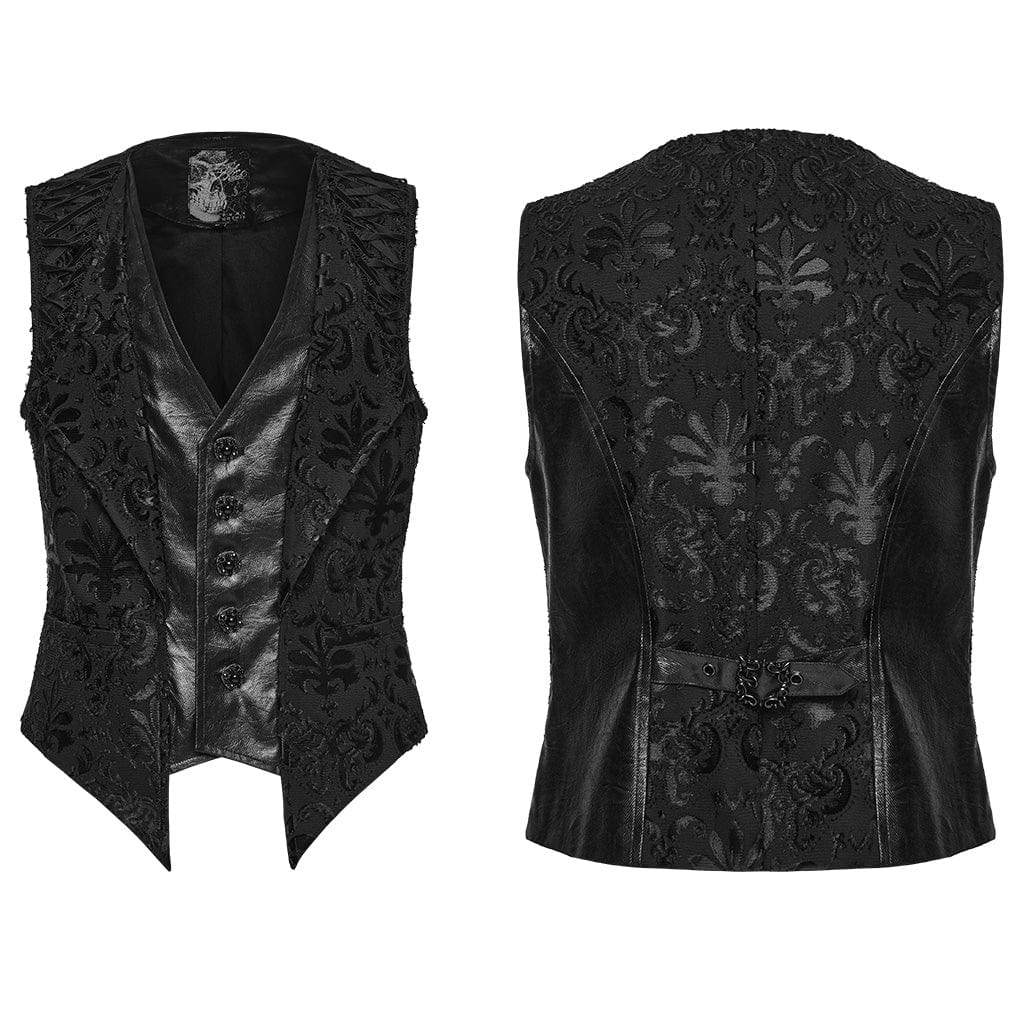 Men's Gothic Floral Embroidered Buckle-up Vest - Image 5