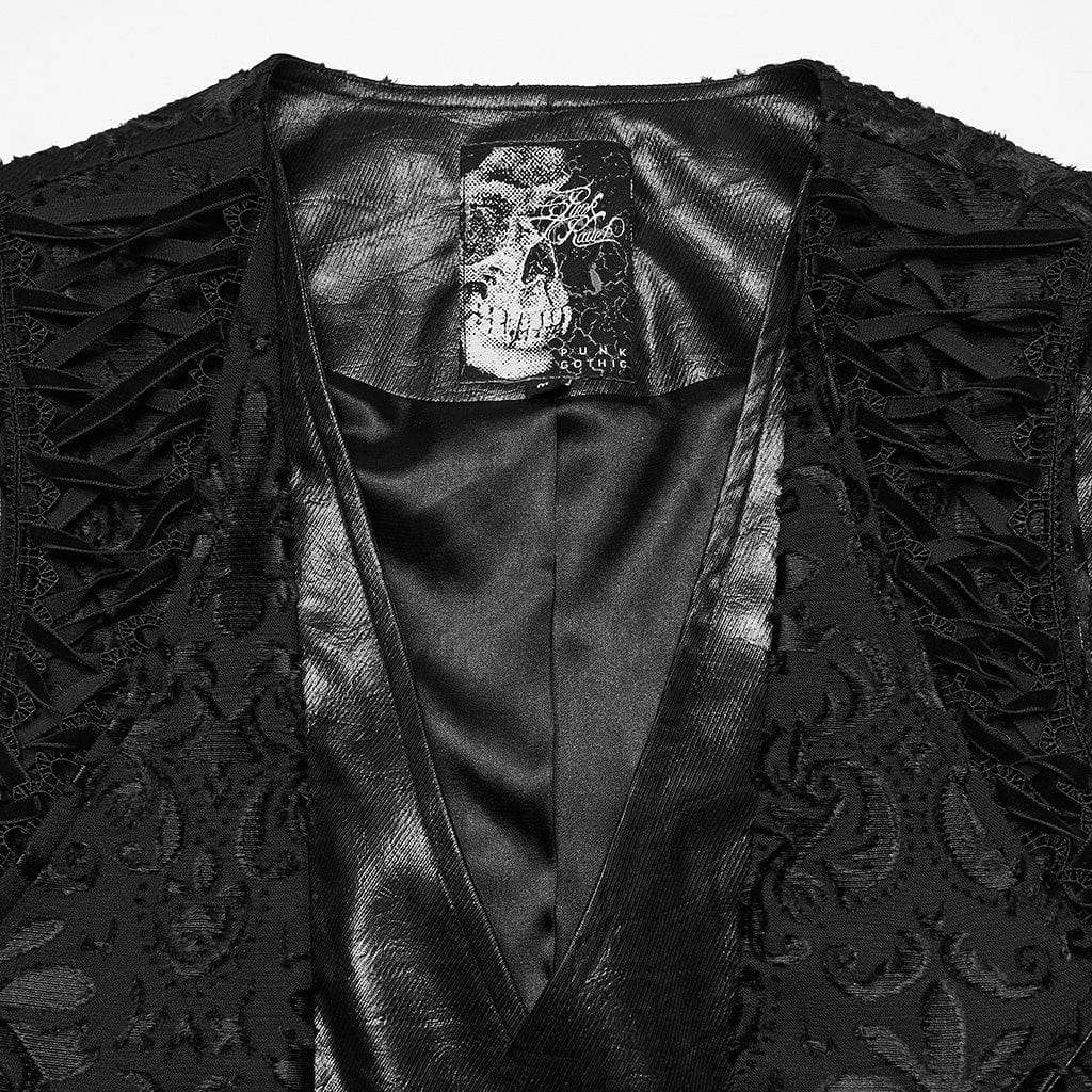 Men's Gothic Floral Embroidered Buckle-up Vest - Image 6