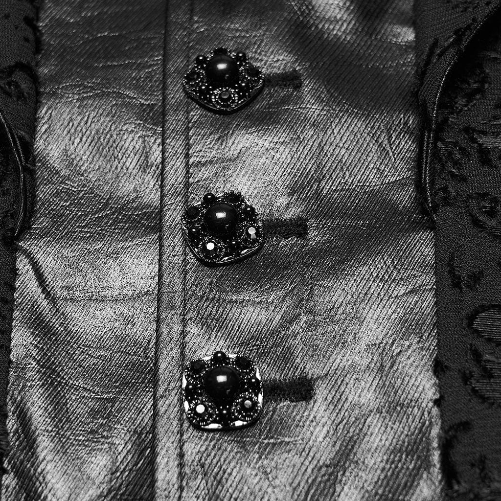 Men's Gothic Floral Embroidered Buckle-up Vest - Image 7