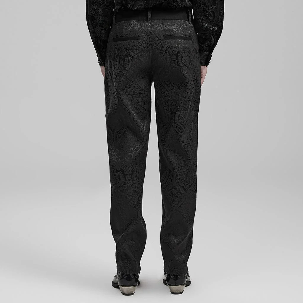 Men's Gothic Floral Jacquard Pants - Image 3