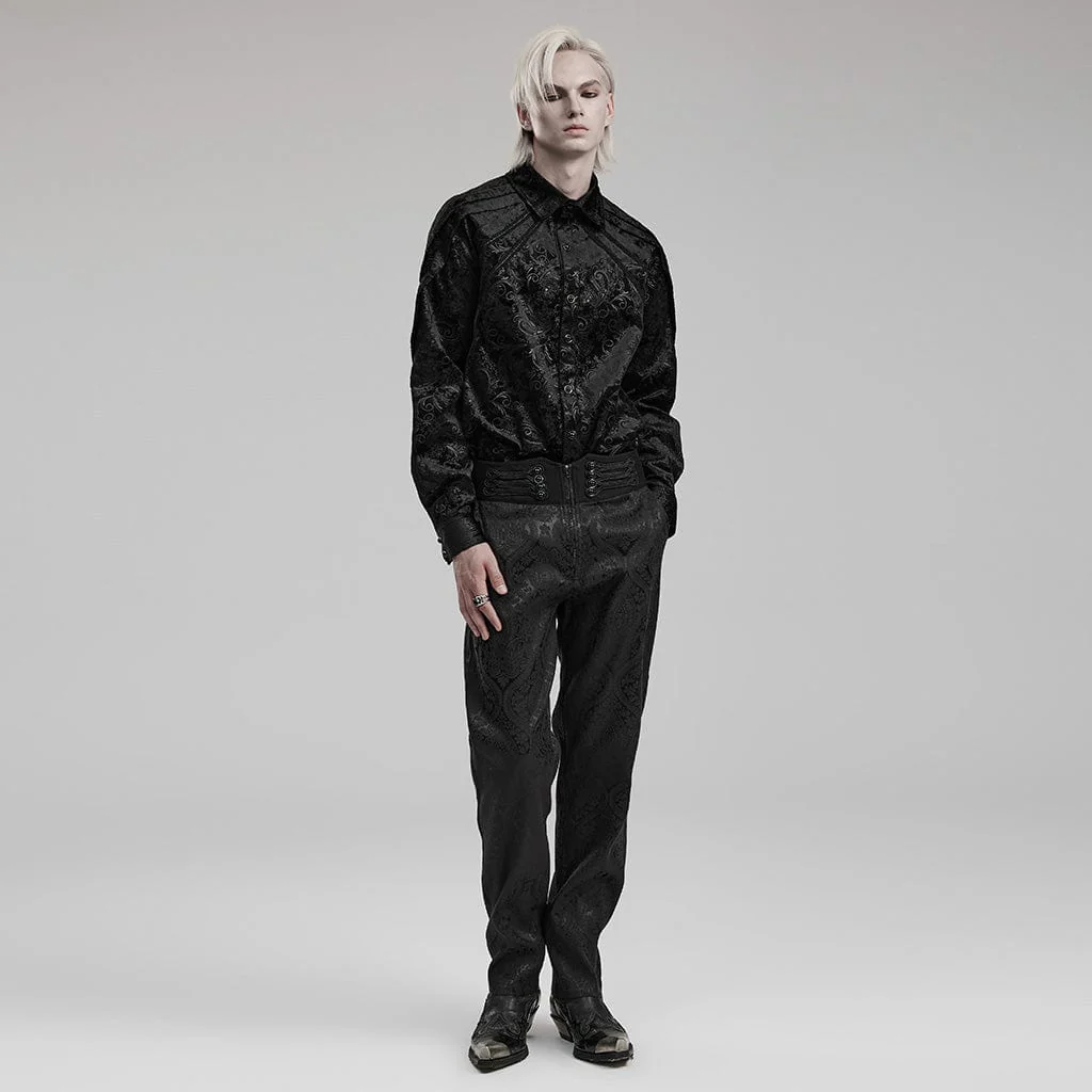 Men's Gothic Floral Jacquard Pants - Image 4