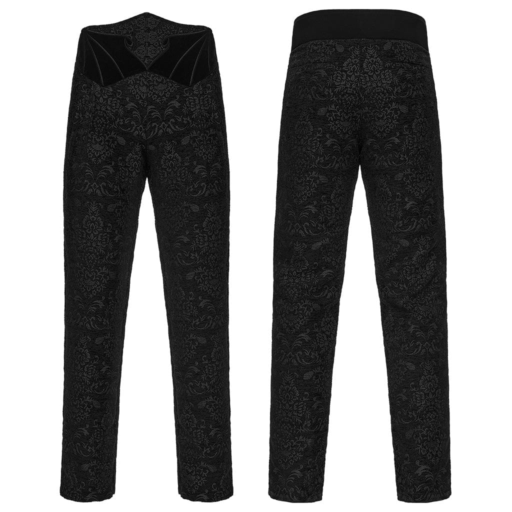 Men's Gothic Floral Jacquard Pants Black - Image 5