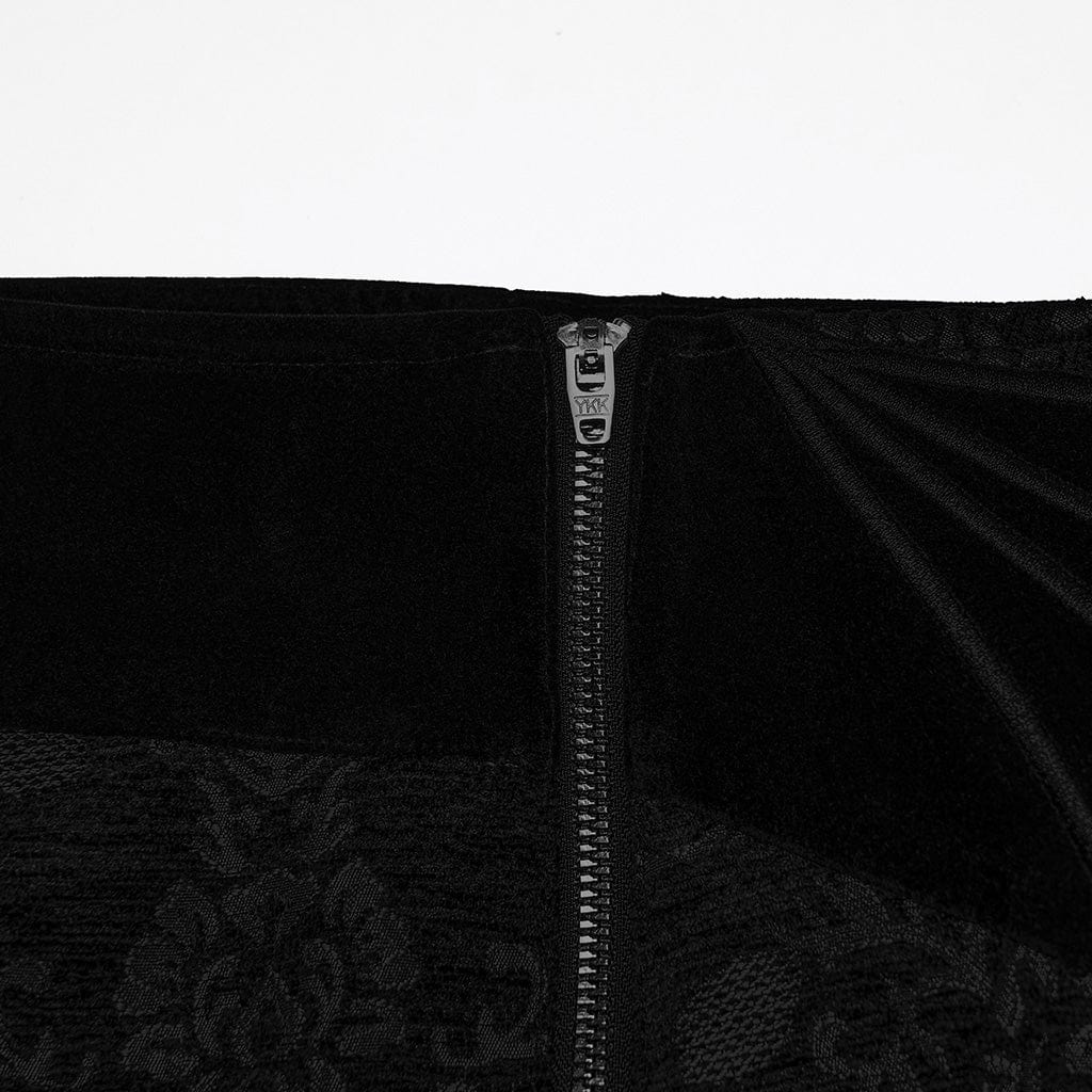 Men's Gothic Floral Jacquard Pants Black - Image 9