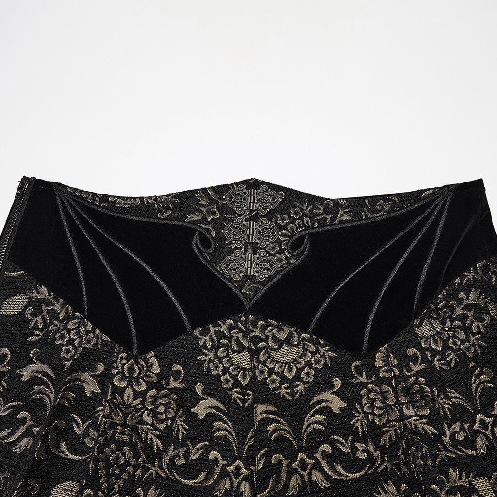 Men's Gothic Floral Jacquard Pants Black-Golden - Image 6