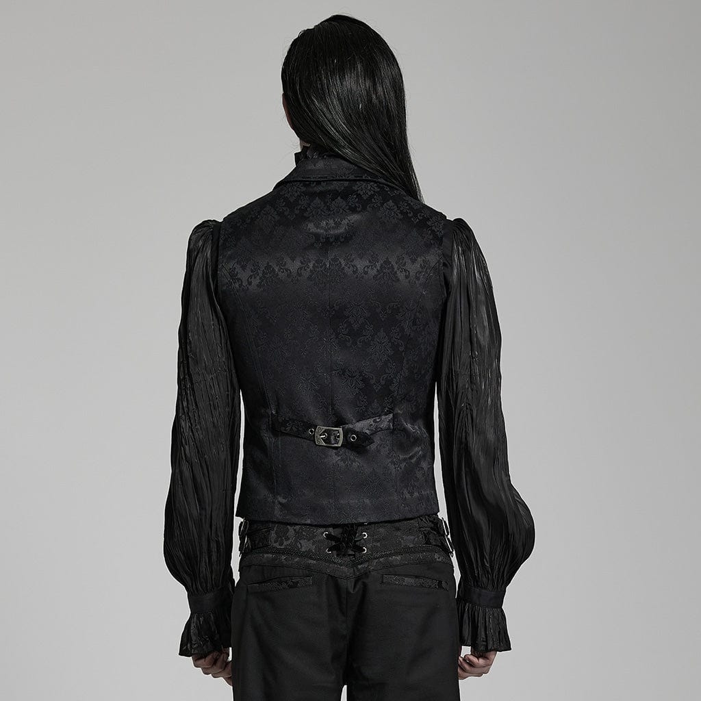 Men's Gothic Floral Printed Ruffled Vest - Image 3