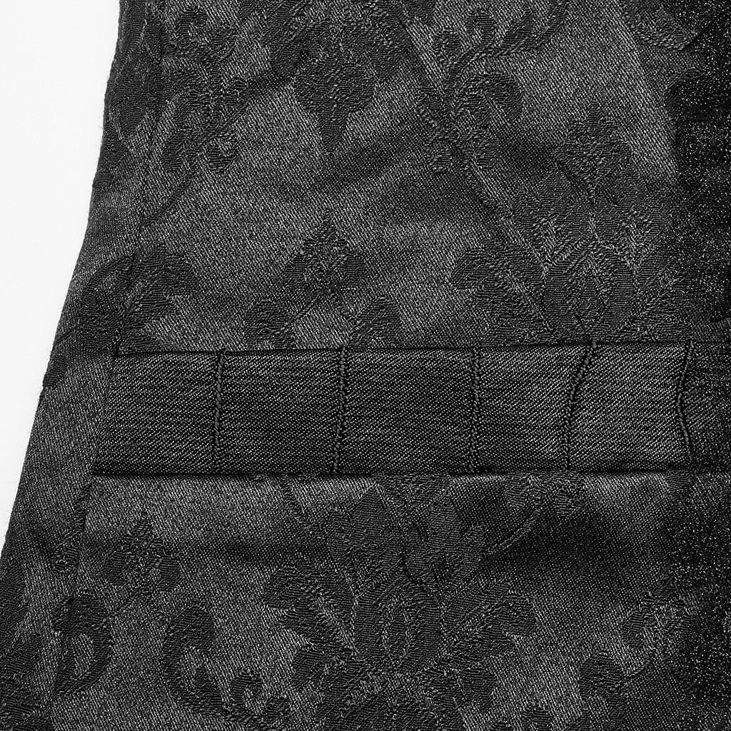 Men's Gothic Floral Printed Ruffled Vest - Image 8