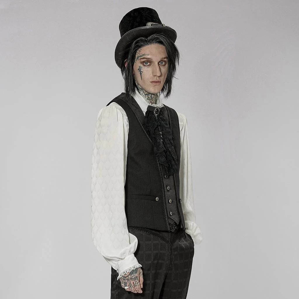 Men's Gothic Floral Printed Splice Vest - Image 3