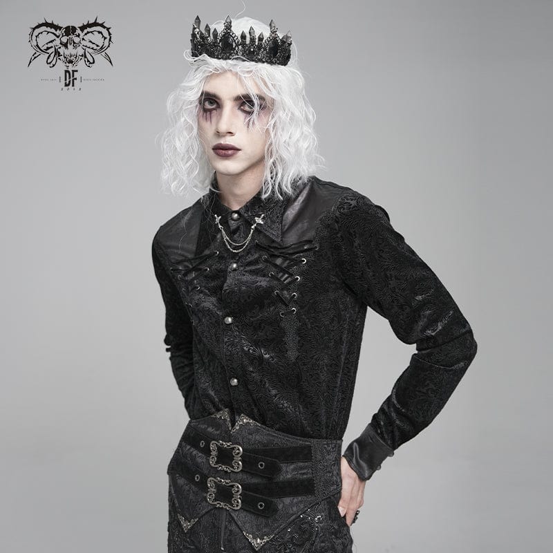 Men's Gothic Floral Printed Turn-down Collar Shirt - Image 2