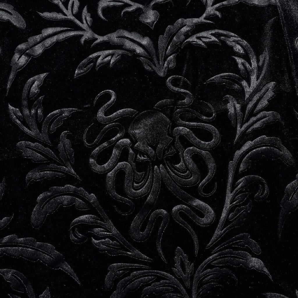 Men's Gothic Floral Printed Velvet Shirt - Image 6