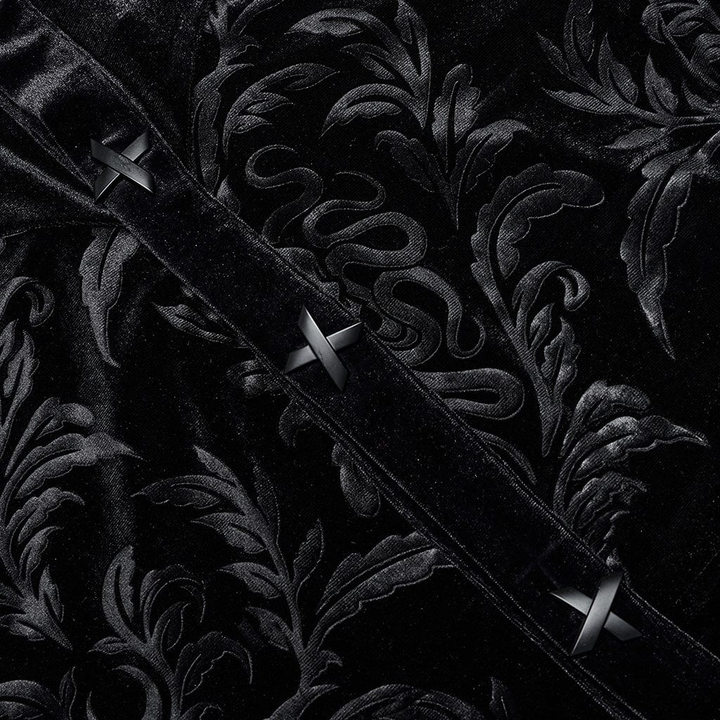 Men's Gothic Floral Printed Velvet Shirt - Image 7
