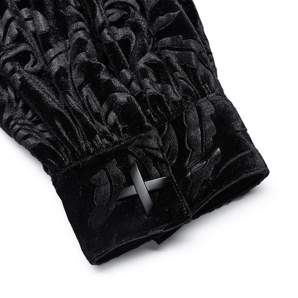 Men's Gothic Floral Printed Velvet Shirt - Image 9