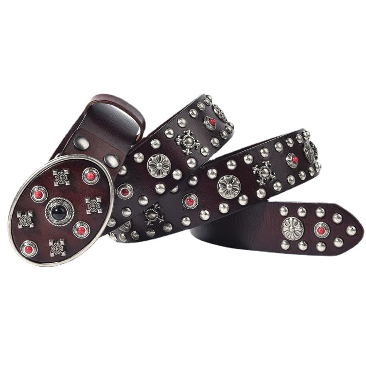 Men's Gothic Floral Studded Belt - Image 3