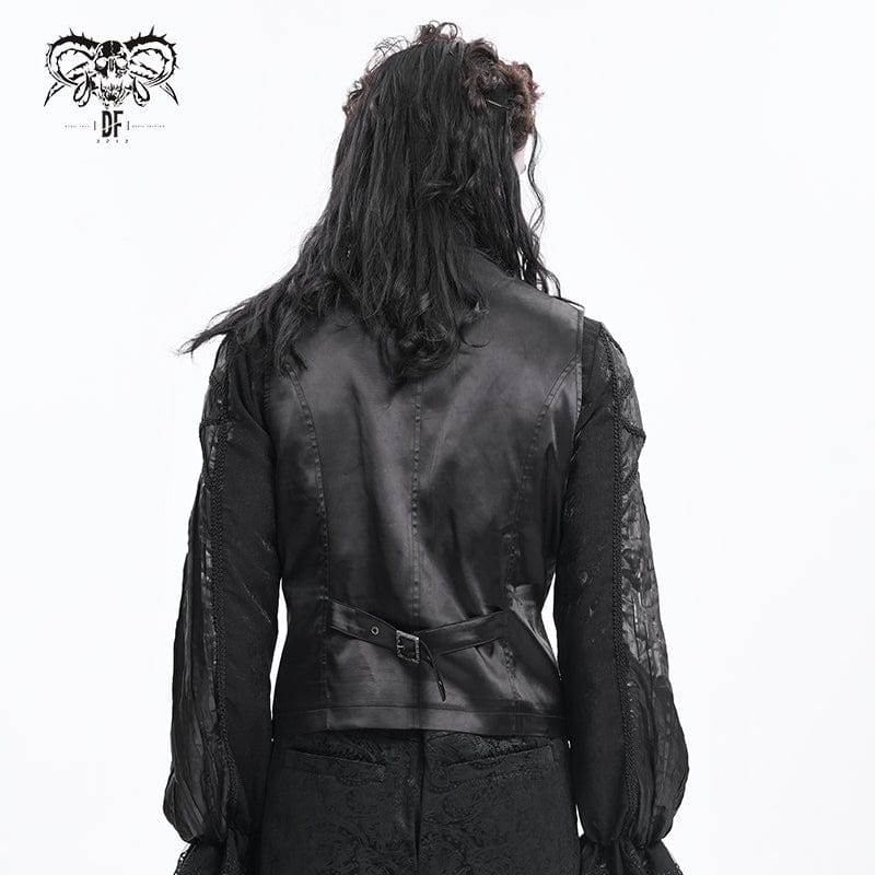 Men's Gothic Floral Studs Buckle-up Vest - Image 4