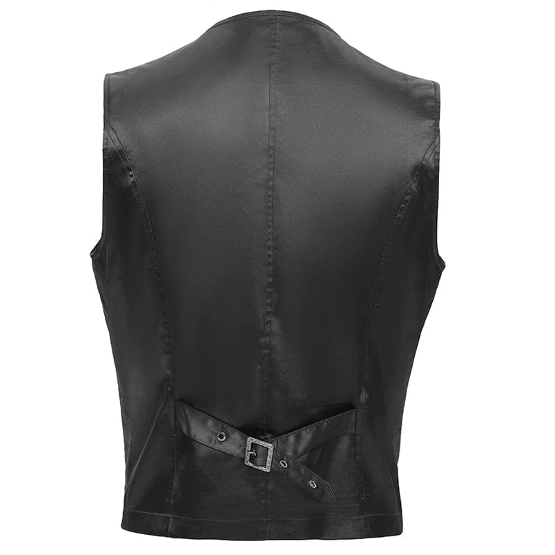 Men's Gothic Floral Studs Buckle-up Waistcoat Gloden - Image 9