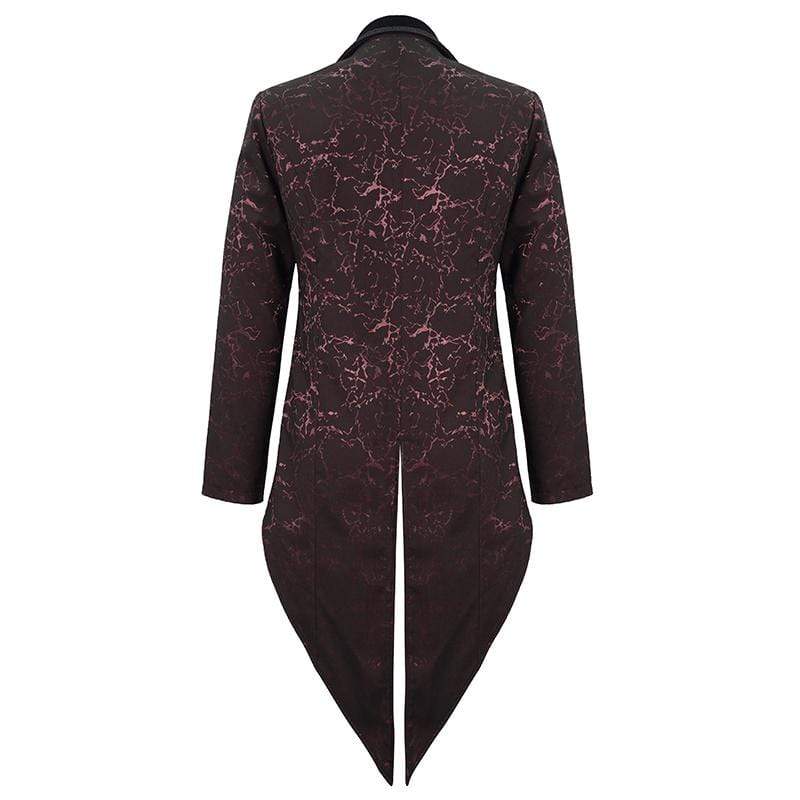 Men's Gothic Floral Swallow-tailed Coat Red - Image 7