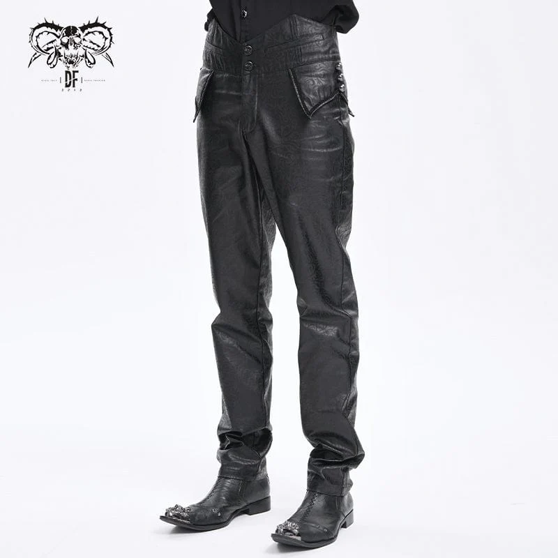 Men's Gothic High-waisted Faux Leather Pants - Image 2
