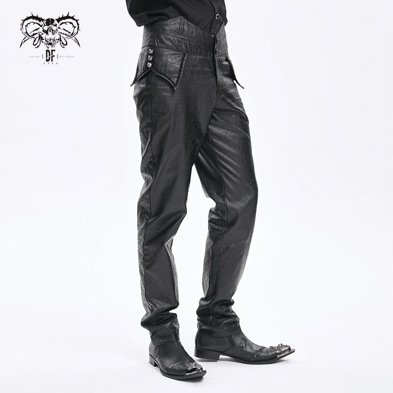 Men's Gothic High-waisted Faux Leather Pants - Image 3