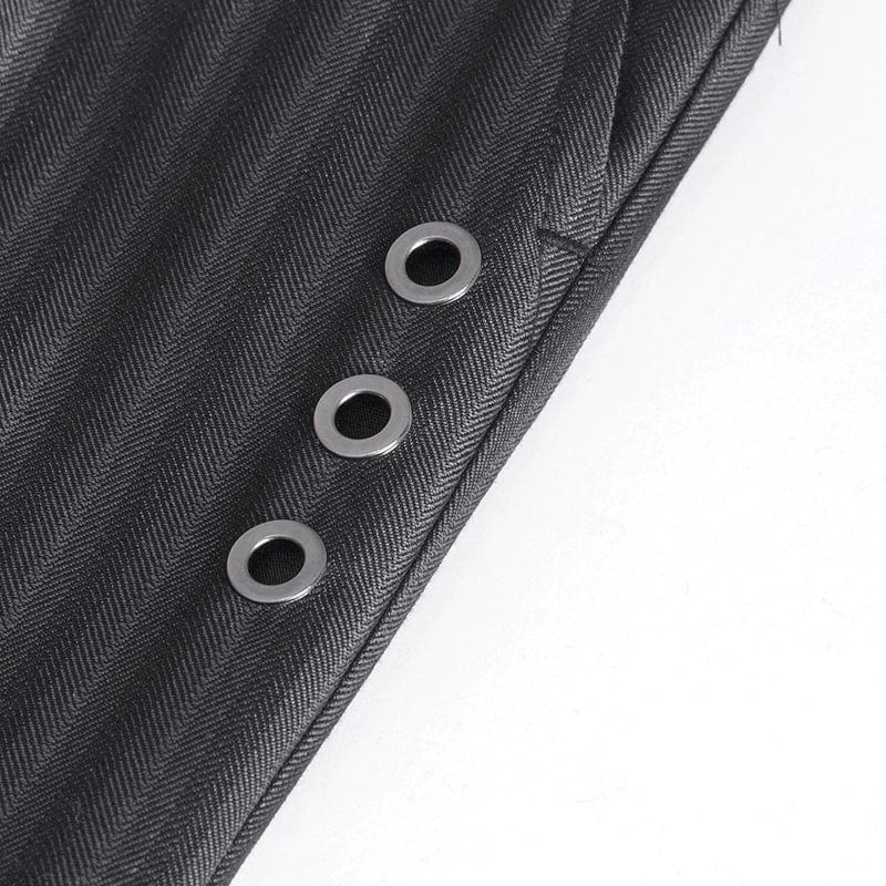 Men's Gothic High-waisted Lace-up Striped Pants - Image 11