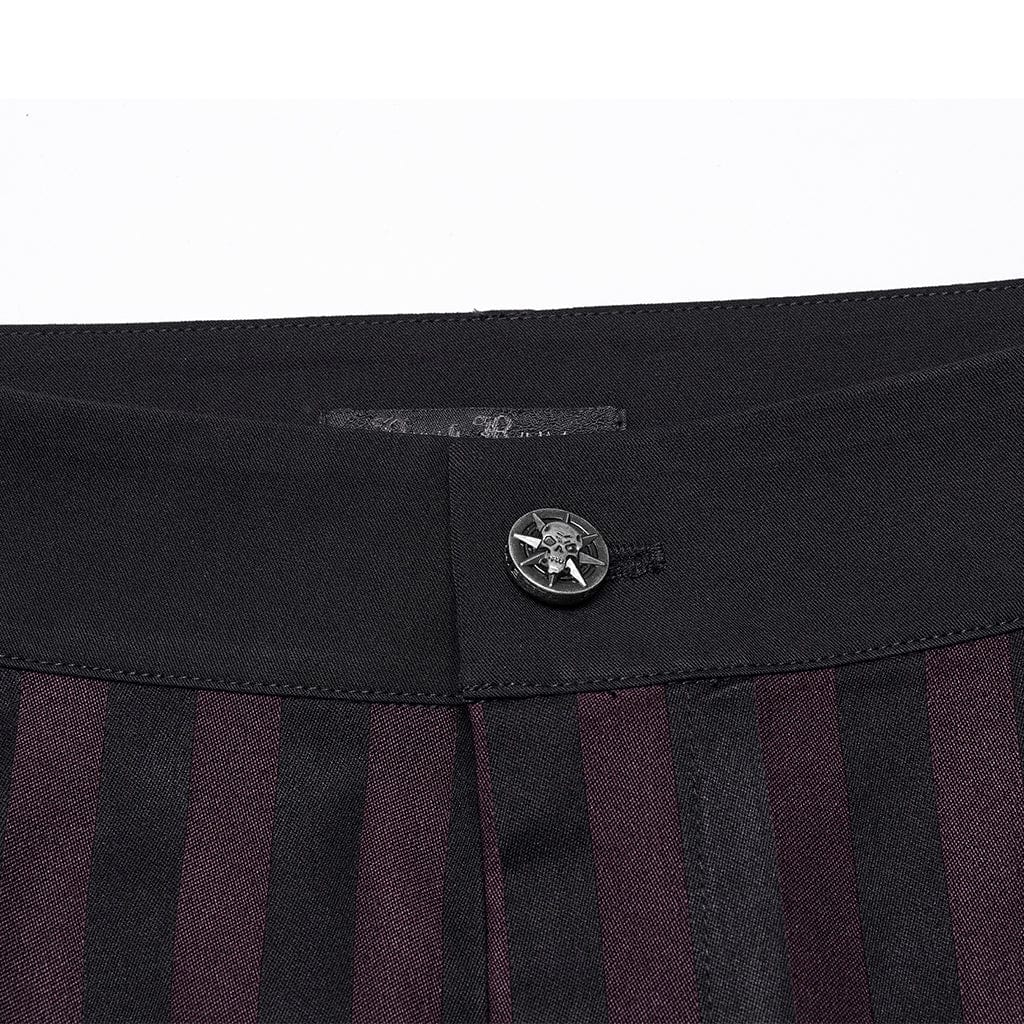 Men's Gothic High-waisted Striped Suit Pants Red - Image 6