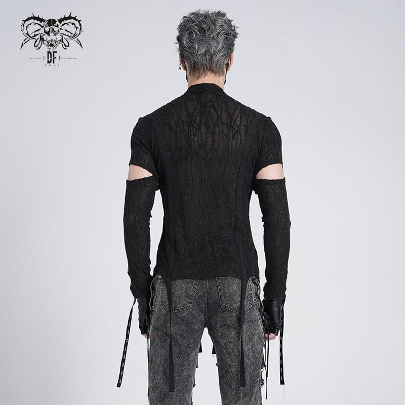 Men's Gothic Irregular Eyelet Strap Lace-up T-shirt - Image 5