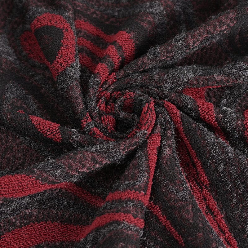 Men's Gothic Irregular Multi-chain Coat with Hood Red - Image 11