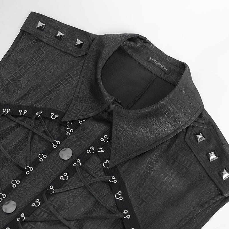 Men's Gothic Irregular Studded Lace-up Vest - Image 10