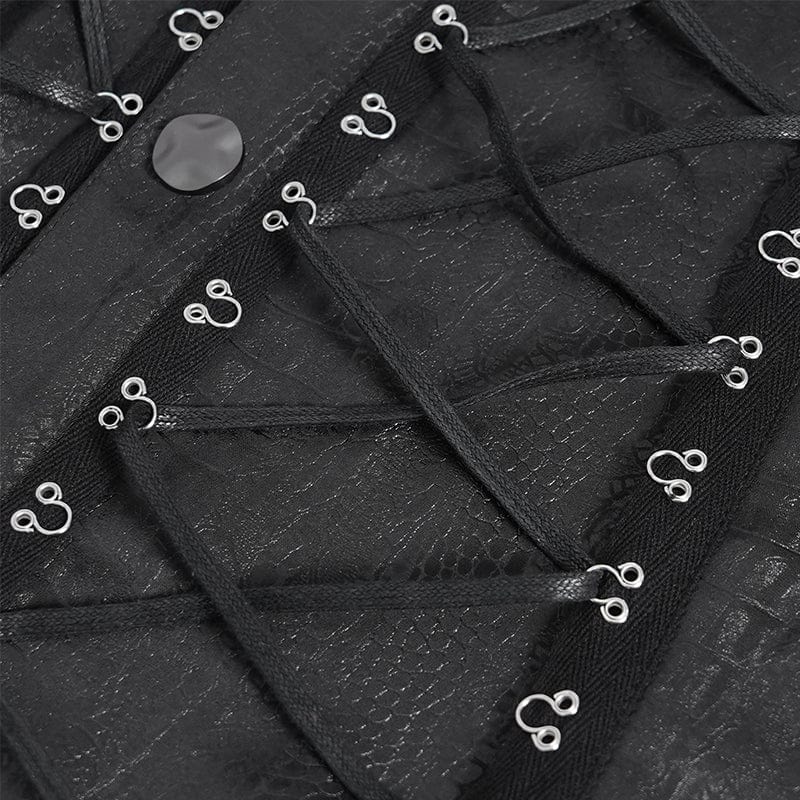 Men's Gothic Irregular Studded Lace-up Vest - Image 11