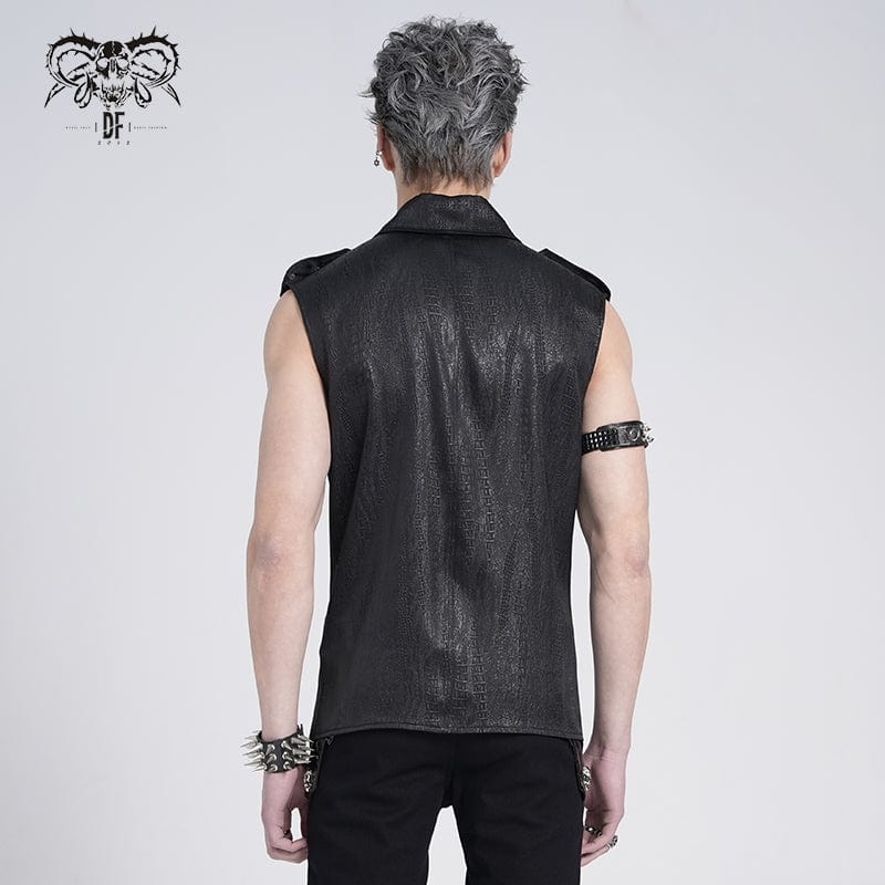 Men's Gothic Irregular Studded Lace-up Vest - Image 4
