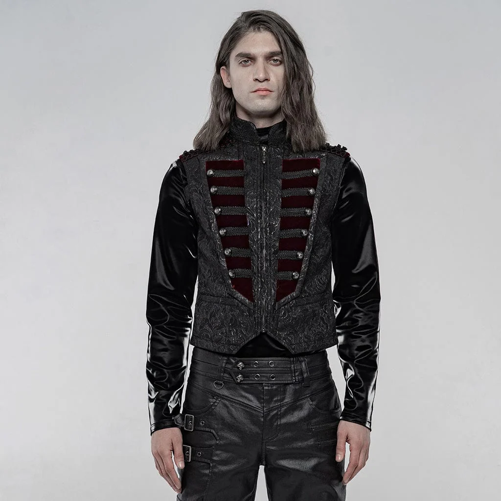 Men's Gothic Jacquard Front Breasted Vests - Image 6