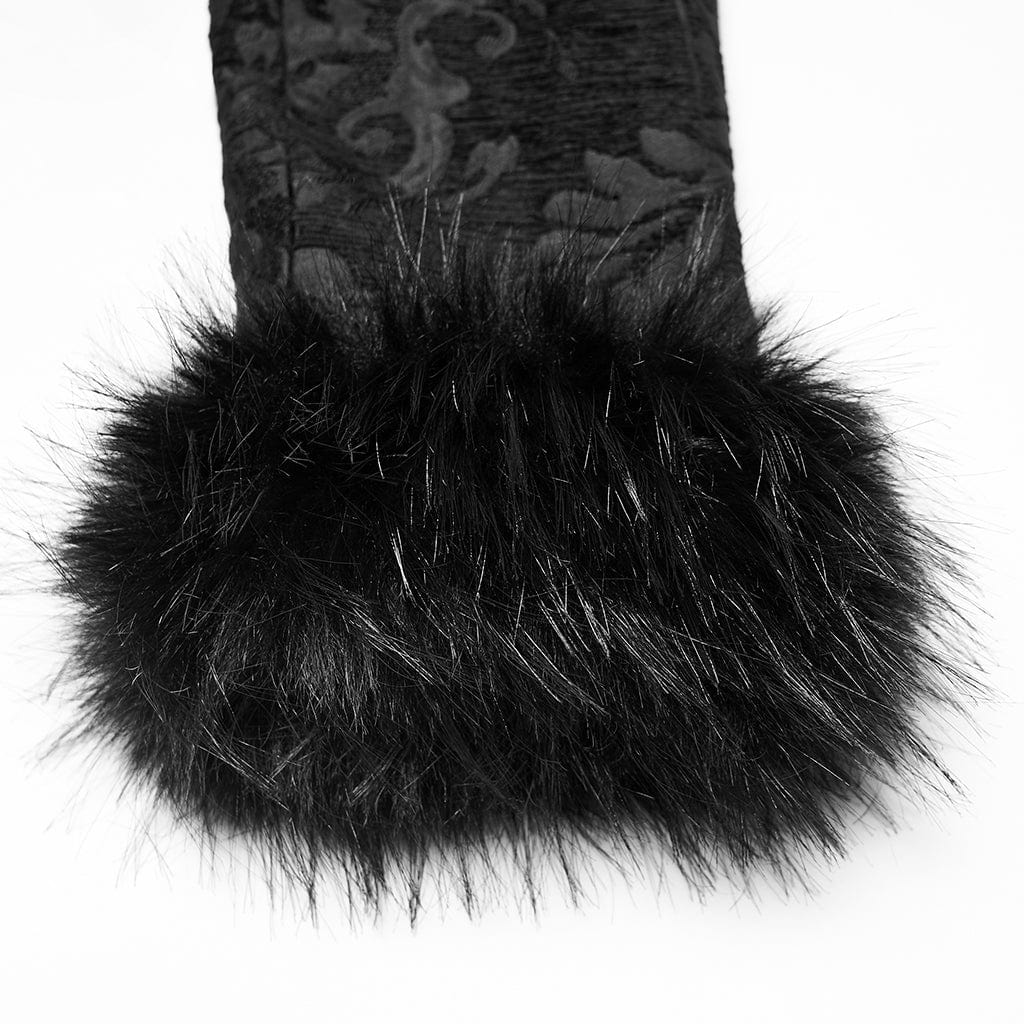 Men's Gothic Jacquard Fuax Fur Collar Coat - Image 8