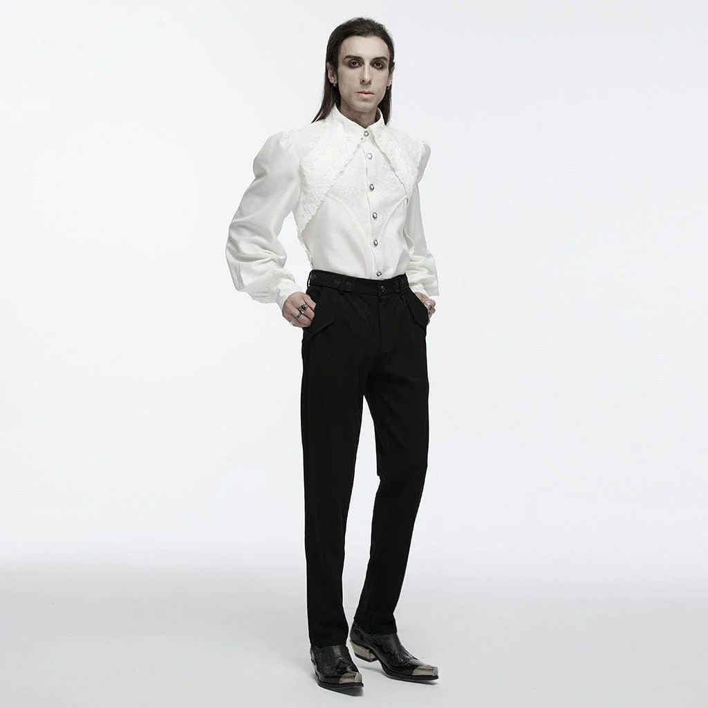 Men's Gothic Lace Bubble Sleeved Shirt White - Image 4