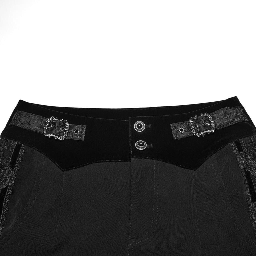 Men's Gothic Lace Embroidered Buckle-up Strap Pants - Image 6