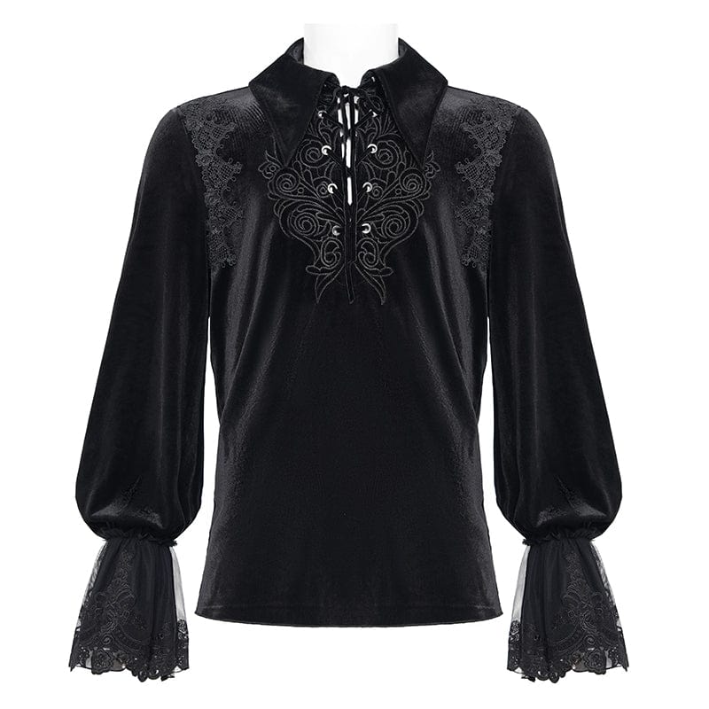 Men's Gothic Lace-up Chain Lace Shirt - Image 8