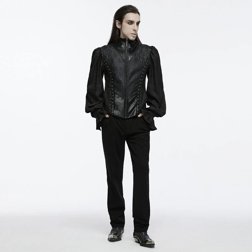 Men's Gothic Lace-up Eyelets Buckle-up Waistcoat - Image 4