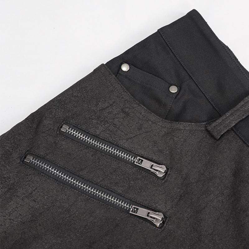Men's Gothic Lace-Up Side Zip Black Pants - Image 6