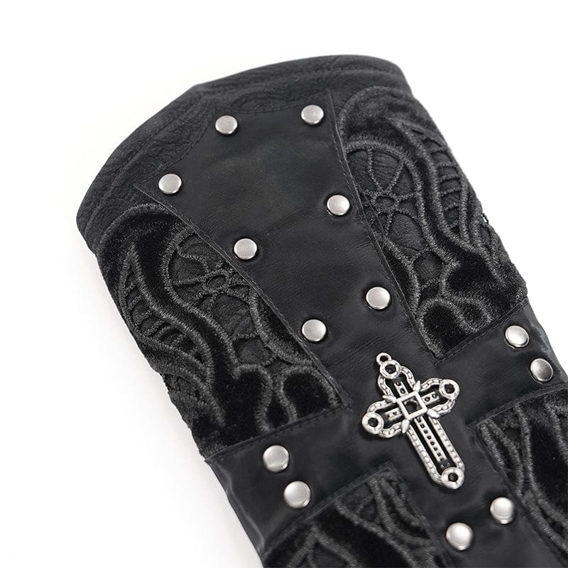 Men's Gothic Lace-up Studs Cross Gloves - Image 8