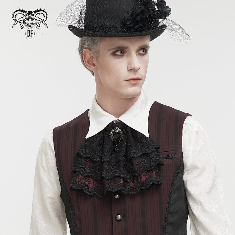 Men's Gothic Layered Bead Lace Necktie