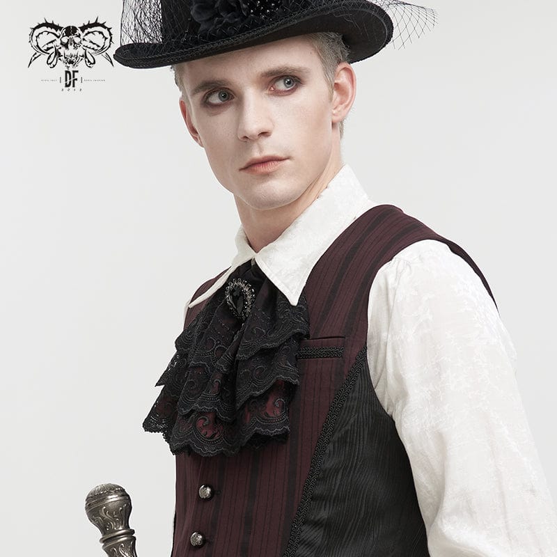 Men's Gothic Layered Bead Lace Necktie - Image 2