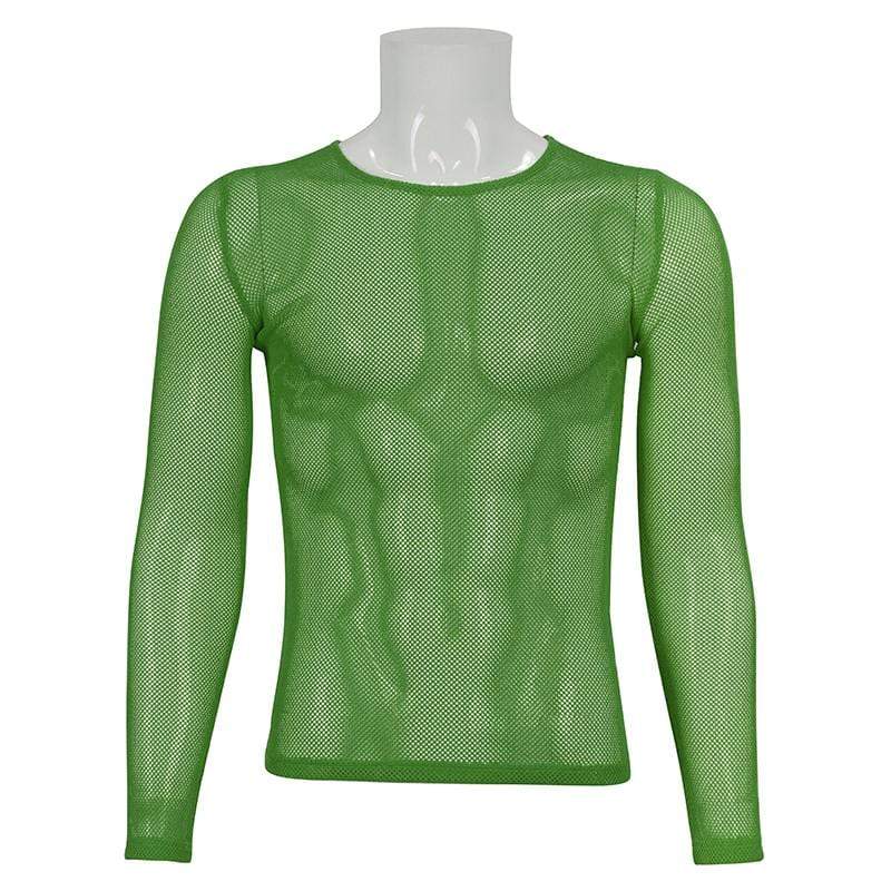 Men's Gothic Long-sleeved Sheer Mesh Shirt - Image 5