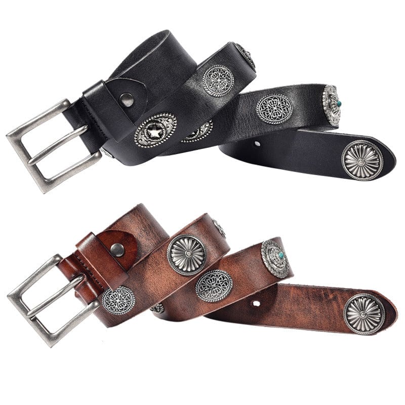 Men's Gothic Metal Floral Rivet Belt - Image 5