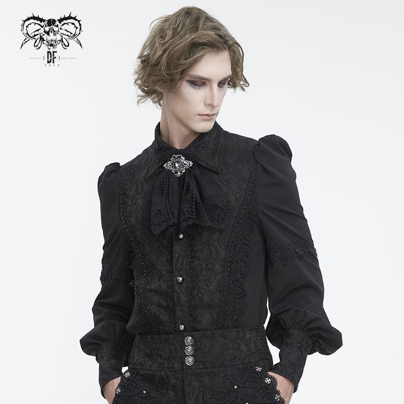 Men's Gothic Floral Embroidered Ruffled Lace Neckwear - Image 4