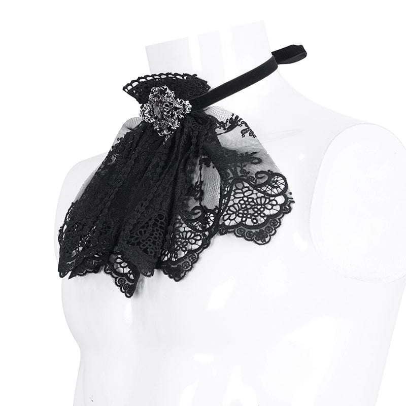 Men's Gothic Floral Embroidered Ruffled Lace Neckwear - Image 6