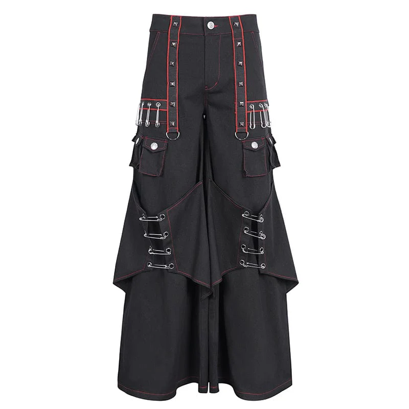 Men's Gothic Pin Studded Flared Pants - Image 7