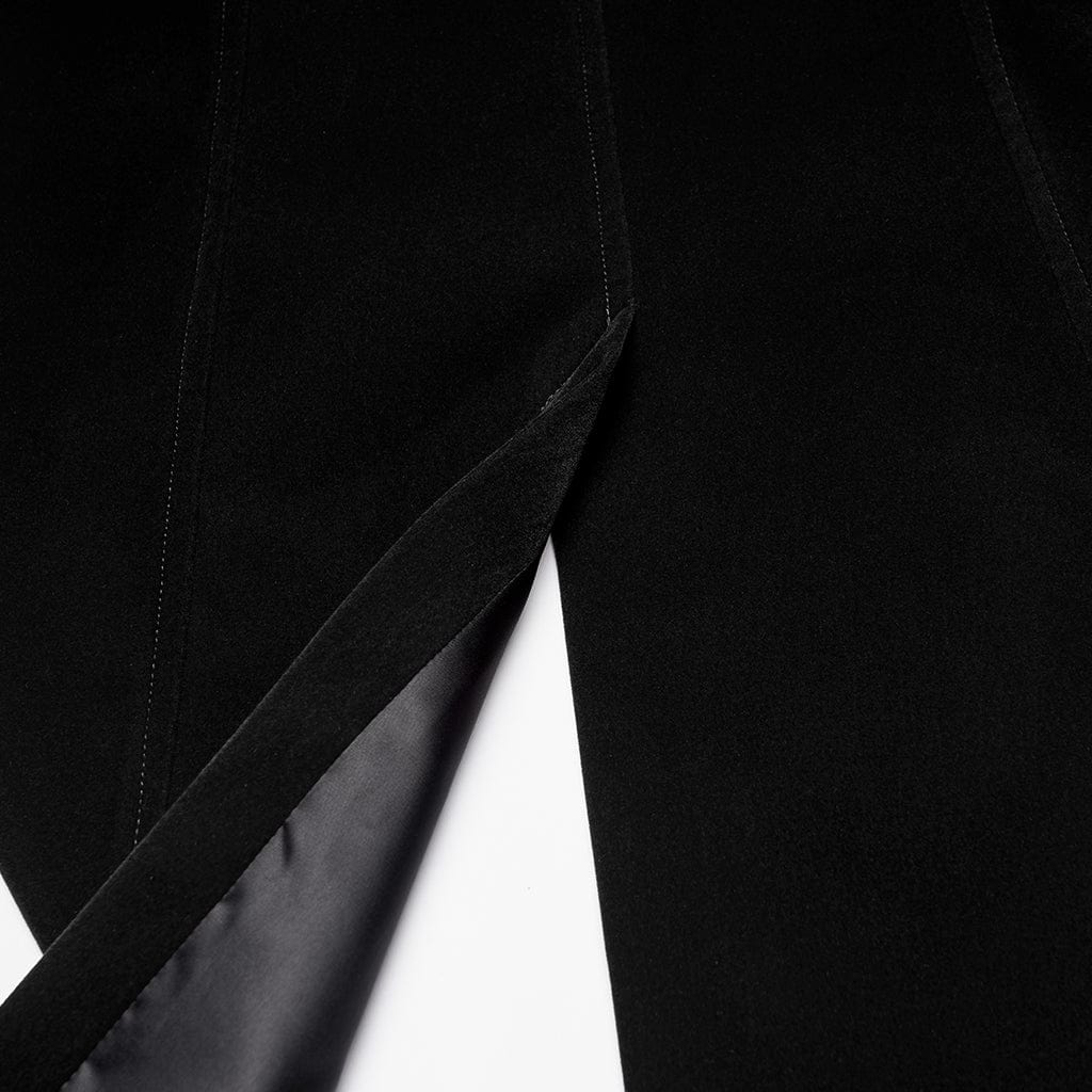 Men's Gothic Pleated Stand Collar Swallow-tailed Vest Black - Image 9